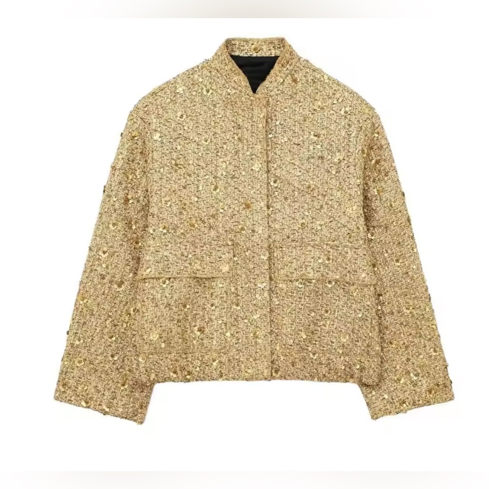NEW $98 Fiane Gold Sequin Women's Jacket - Picture 6 of 15